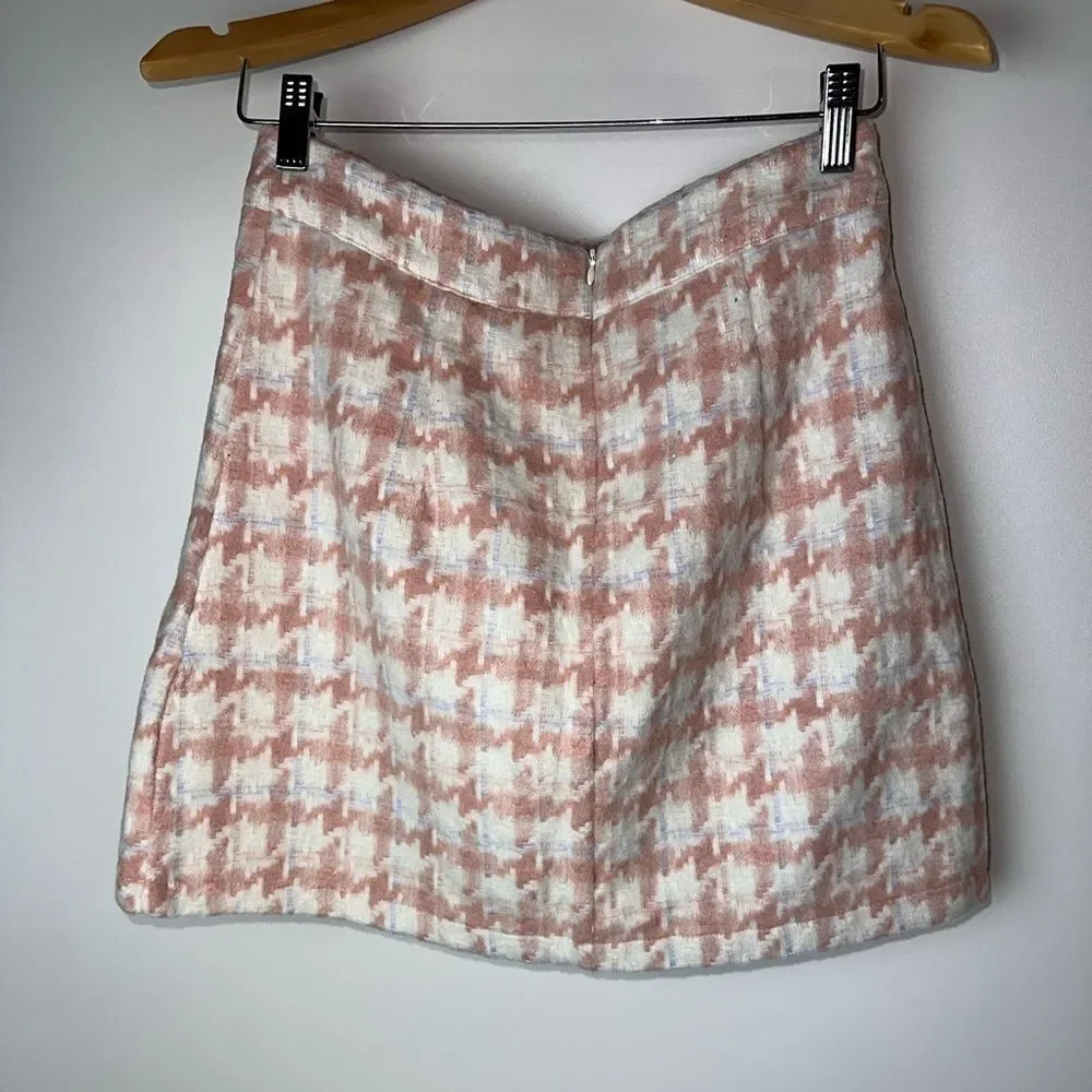 Pink houndstooth skirt set